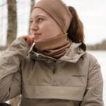 Aikuisten kinuskinruskea merinovilla tuubihuivi