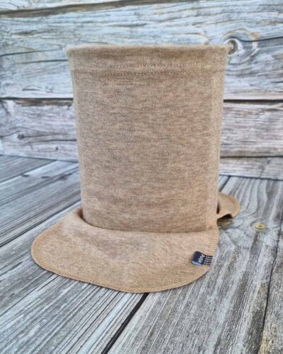 Lasten kinuskin ruskea merinovilla tuubi kauluri.