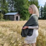 Merinovilla kaulahuivi / hartiahuivi - Metsänvihreä