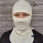 Aikuisten luonnonvalkoinen merinovilla kypärähuppu