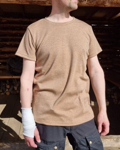 Miesten merino t-paita, ruskea.