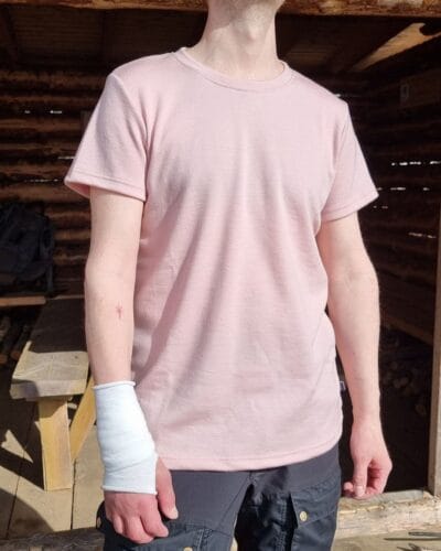Miesten merino t-paita, vaaleanpunainen.