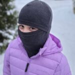 Merino-Schlupfmütze mit Gesichtsschutz für Kinder und Jugendliche - Dunkelgrau