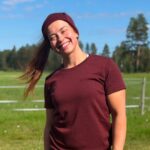 Merino-T-Shirt für Damen – Rubinrot